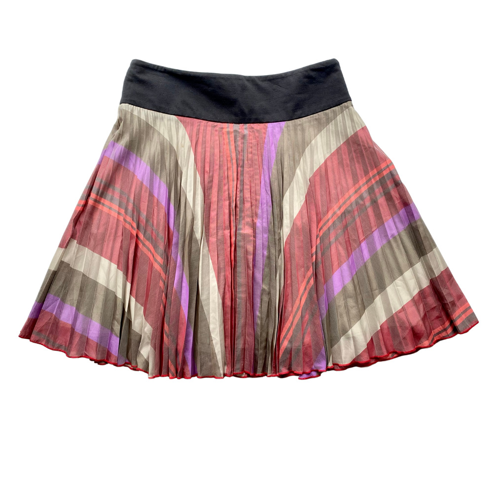 REISS Skirt Pleated Circle Mini Red Purple Cream Black 6